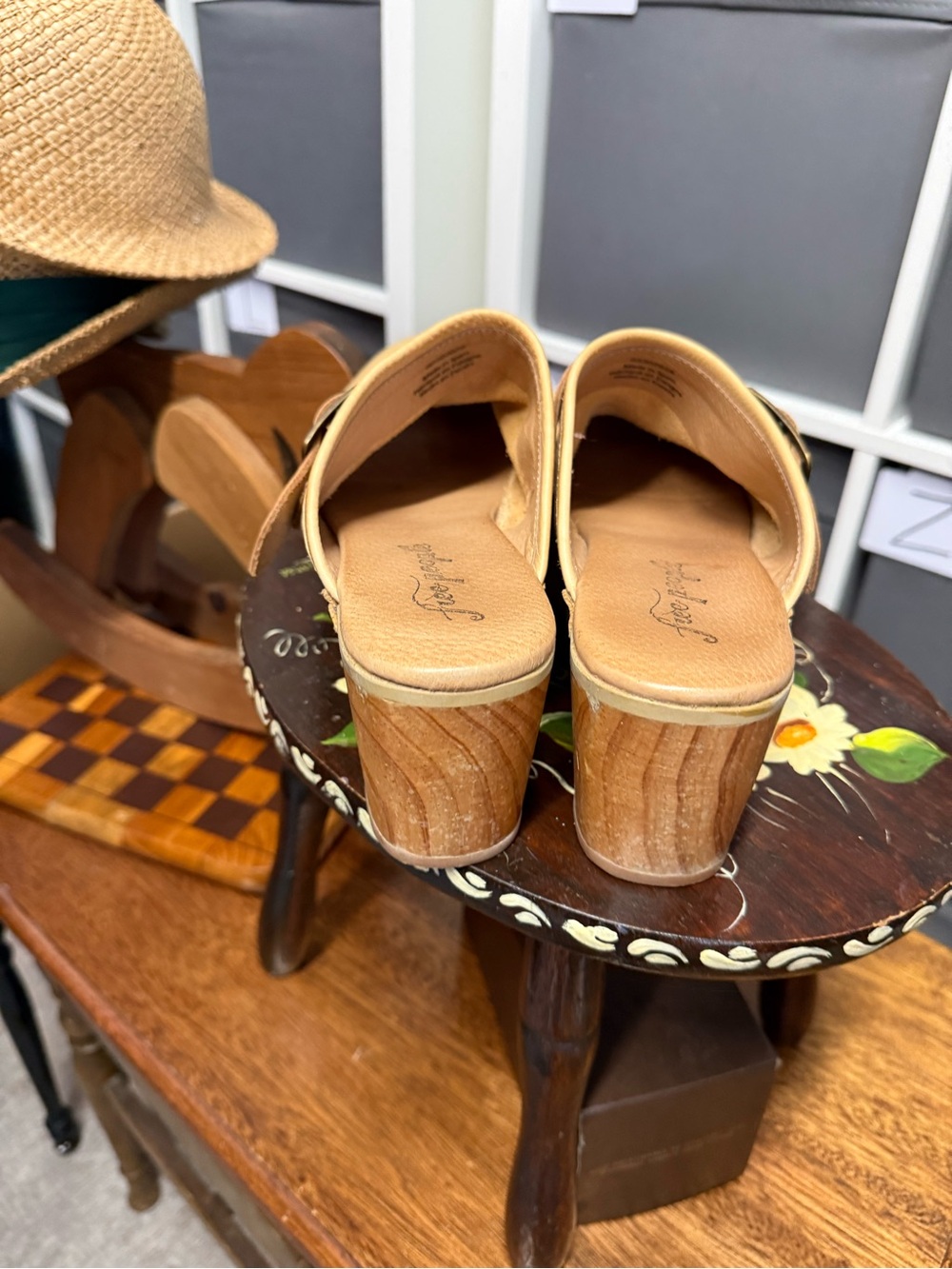 Free People Culver City Clog Leather Tan Clog Mules with Buckle - Picture 5 of 10